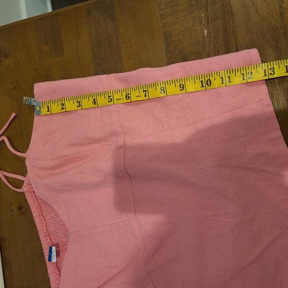 Old Navy Bubble Gum Pink Linen Blend Tie Strap Tank Top - Picture 7 of 8
